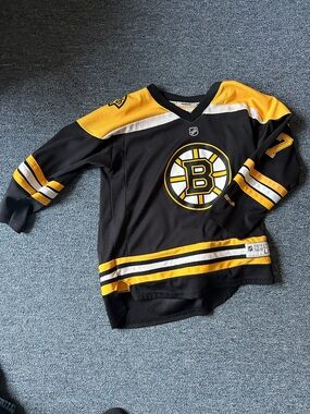 Reebok Kids Black and Yellow Boston Bruins Hockey Jersey